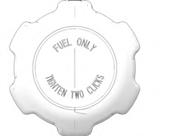 A white gas cap with black text Description automatically generated