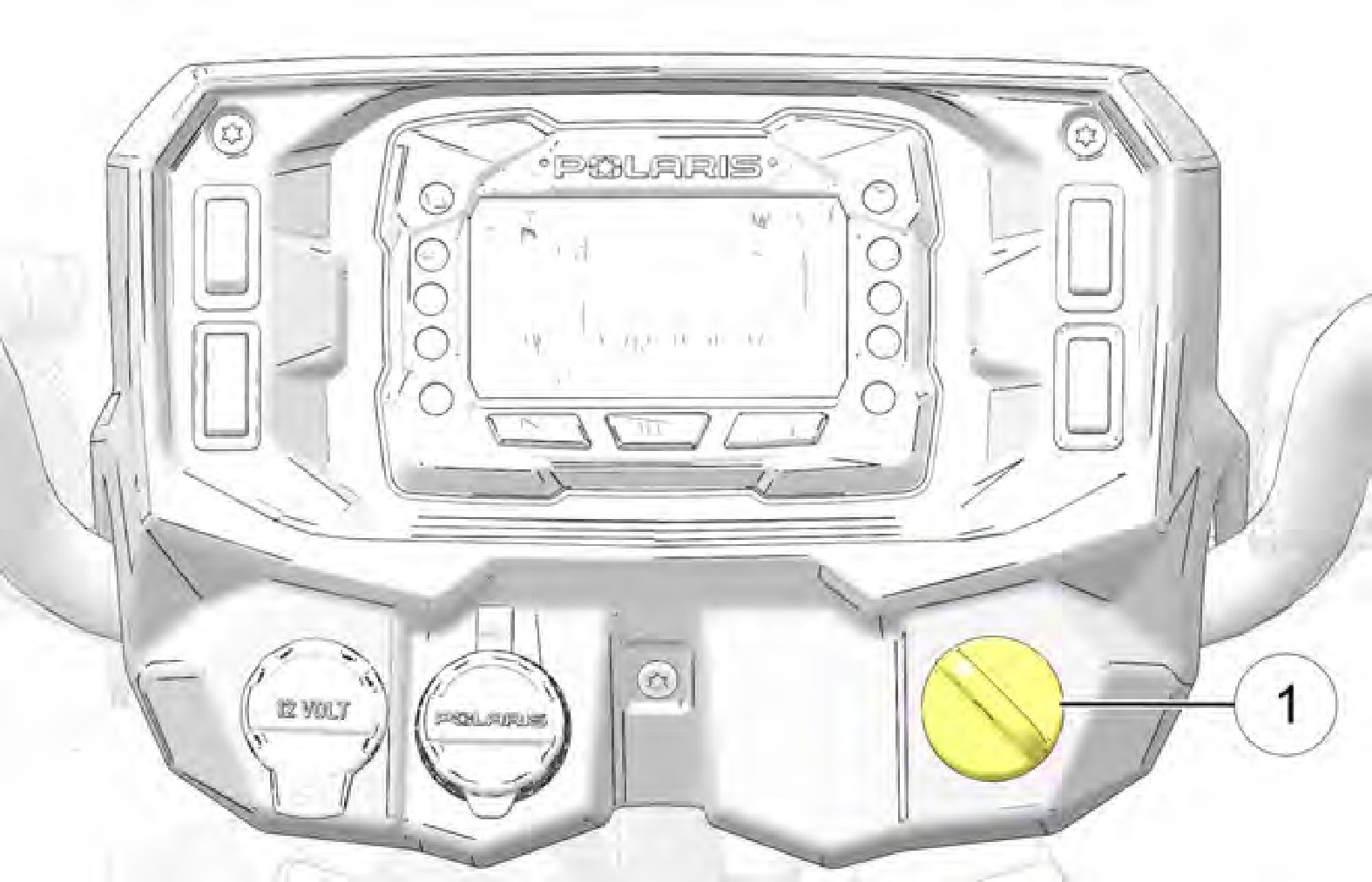 A white panel with buttons and a yellow pill
Description automatically generated