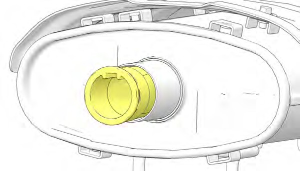 A yellow and white object with a hole
Description automatically generated